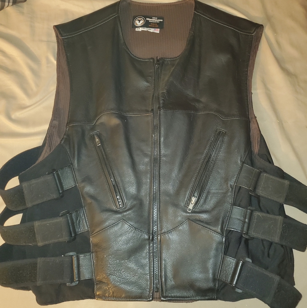 Leather motorcycle vest